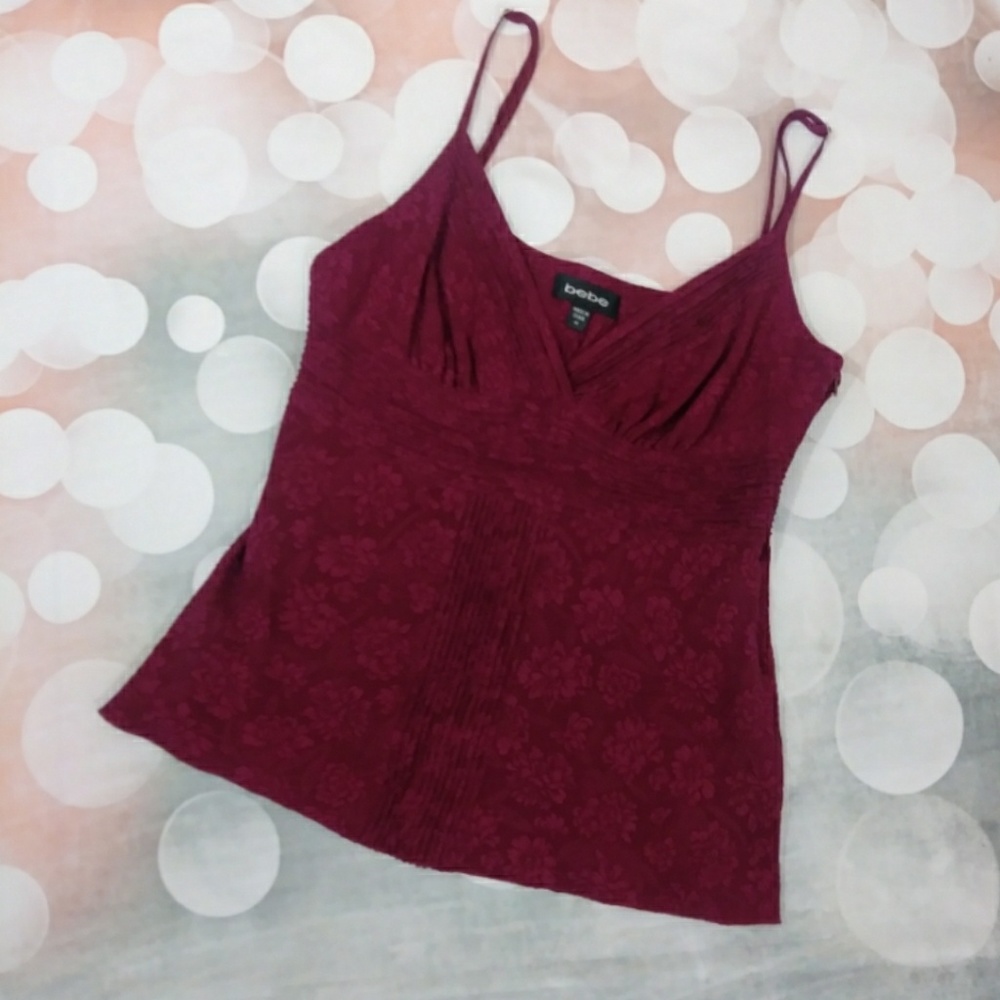 Bebe burgundy spaghetti strap crossover top